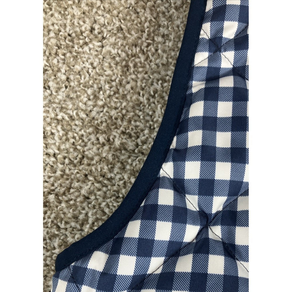 J. Crew Black‎ Label Down Vest Women's Small Blue White Gingham Check Full Zip - Picture 8 of 10